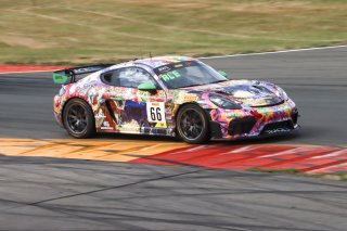 #66 Porsche 718 Cayman GT4 RS Clubsport of Derek DeBoer and Jason Alexandris, The Racers Group, GT4 America, Am, SRO America, Watkins Glen International raceway, Watkins Glen, NY, July 2022..
 | SRO Motorsports Group