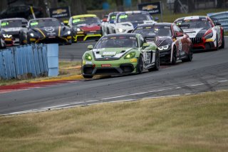 #18 Porsche 718 Cayman GT4 RS Clubsport of Eric Filgueiras and Steven McAleer, RS1, GT4 America, Pro-Am, SRO America, Watkins Glen International raceway, Watkins Glen, NY, July 2022..
 | SRO Motorsports Group