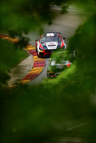 #34 Mercedes-AMG GT4 of Gavin Sanders and Michai Stephens, Conquest Racing/WF Motorsports, GT4 America, Silver, #36 BMW M4 GT4 of James Clay and Charlie Postins, BimmerWorld, Am, SRO America, Road America, Elkhart Lake, Wisconsin, August 2022.
 | Fred Hardy | SRO