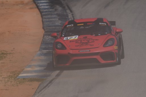 #427 Porsche 718 Cayman GT4 CLUBSPORT MR of Anthony Bartone and Andy Pilgrim, Regal Motorsports, GT4 America, Am, SRO America, Sebring Int’l Raceway, Sebring Florida, September 2022
 | Regis Lefebure/SRO