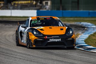 #19 Porsche 718 Cayman GT4 RS Clubsport of Alain Staid and Thomas Merrill, NOLASPORT, GT4 America, Pro-Am, SRO America, Sebring International Raceway, Sebring, FL, September 2022.
 | Fabian Lagunas/SRO             