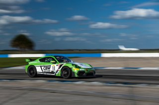 #18 Porsche 718 Cayman GT4 RS Clubsport of Eric Filgueiras and Steven McAleer, RS1, GT4 America, Pro-Am, SRO America, Sebring International Raceway, Sebring, FL, September 2022.
 | SRO Motorsports Group