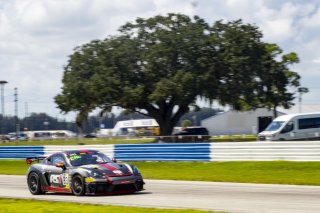 #83 Porsche718 Cayman GT4 RS Clubsport of Juan Martinez and Nelson Calle, RS1, GT4 America, Am, SRO America, Sebring International Raceway, Sebring, FL, September 2022.
 | Brian Cleary/SRO