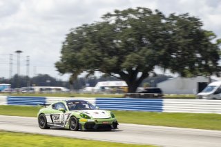 #18 Porsche 718 Cayman GT4 RS Clubsport of Eric Filgueiras and Steven McAleer, RS1, GT4 America, Pro-Am, SRO America, Sebring International Raceway, Sebring, FL, September 2022.
 | Brian Cleary/SRO