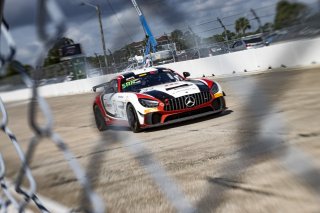 #34 Mercedes-AMG GT4 of Gavin Sanders and Michai Stephens, Conquest Racing/WF Motorsports, GT4 America, Silver, SRO America, Sebring International Raceway, Sebring, FL, September 2022.
 | Brian Cleary/SRO