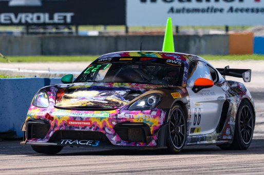 #66 Porsche 718 Cayman GT4 RS Clubsport of Derek DeBoer and Jason Alexandris, The Racers Group, GT4 America, Am, SRO America, Sebring Int’l Raceway, Sebring Florida, September 2022
 | Regis Lefebure/SRO