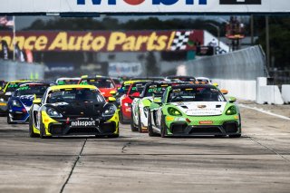 #18 Porsche 718 Cayman GT4 RS Clubsport of Eric Filgueiras and Steven McAleer, RS1, GT4 America, Pro-Am, SRO America, Sebring International Raceway, Sebring, FL, September 2022.
 | Fabian Lagunas/SRO             