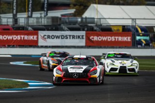 #34 Mercedes-AMG GT4 of Gavin Sanders and Michai Stephens, Conquest Racing/WF Motorsports, GT4 America, Silver, SRO America, Indianapolis Motor Speedway, Indianapolis, Indiana, Oct 2022.
 | Fabian Lagunas/SRO        