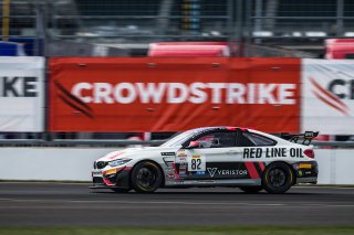 #82 BMW M4 GT4 of James Walker Jr. and Devin Jones, BimmerWorld, GT4 America, Pro-Am, SRO America, Indianapolis Motor Speedway, Indianapolis, Indiana, Oct 2022.
 | Fabian Lagunas/SRO        