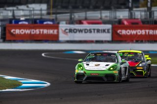 #18 Porsche 718 Cayman GT4 RS Clubsport of Eric Filgueiras and Steven McAleer, RS1, GT4 America, Pro-Am, SRO America, Indianapolis Motor Speedway, Indianapolis, Indiana, Oct 2022.
 | Fabian Lagunas/SRO        