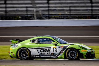 #18 Porsche 718 Cayman GT4 RS Clubsport of Eric Filgueiras and Steven McAleer, RS1, GT4 America, Pro-Am, SRO America, Indianapolis Motor Speedway, Indianapolis, Indiana, Oct 2022.
 | Regis Lefebure/SRO