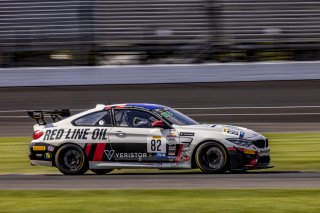 #82 BMW M4 GT4 of James Walker Jr. and Devin Jones, BimmerWorld, GT4 America, Pro-Am, SRO America, Indianapolis Motor Speedway, Indianapolis, Indiana, Oct 2022.
 | Regis Lefebure/SRO