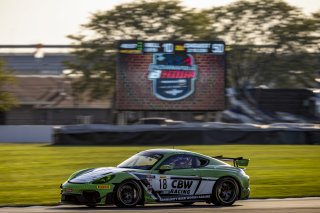 #18 Porsche 718 Cayman GT4 RS Clubsport of Eric Filgueiras and Steven McAleer, RS1, GT4 America, Pro-Am, SRO America, Indianapolis Motor Speedway, Indianapolis, Indiana, Oct 2022.
 | Regis Lefebure/SRO