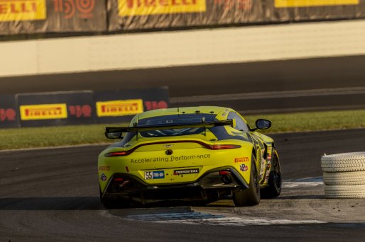 #55 Aston Martin Vantage AMR GT4 GT4 of Moisey Uretsky and Justin Piscitell, Accelerating Performance, GT4 America, Pro-Am, SRO America, Indianapolis Motor Speedway, Indianapolis, Indiana, Oct 2022.
 | Regis Lefebure/SRO