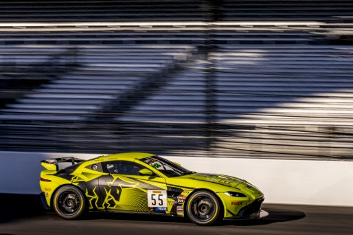 #55 Aston Martin Vantage AMR GT4 GT4 of Moisey Uretsky and Justin Piscitell, Accelerating Performance, GT4 America, Pro-Am, SRO America, Indianapolis Motor Speedway, Indianapolis, Indiana, Oct 2022.
 | Regis Lefebure/SRO