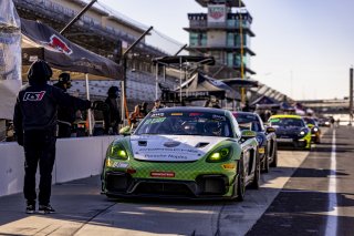 #18 Porsche 718 Cayman GT4 RS Clubsport of Eric Filgueiras and Steven McAleer, RS1, GT4 America, Pro-Am, SRO America, Indianapolis Motor Speedway, Indianapolis, Indiana, Oct 2022.
 | Regis Lefebure/SRO