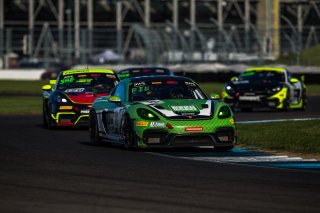 #18 Porsche 718 Cayman GT4 RS Clubsport of Eric Filgueiras and Steven McAleer, RS1, GT4 America, Pro-Am, SRO America, Indianapolis Motor Speedway, Indianapolis, Indiana, Oct 2022.
 | Fabian Lagunas/SRO        