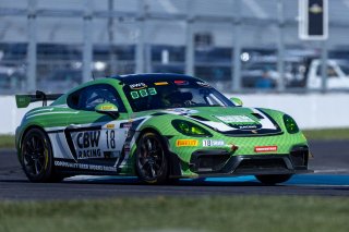 #18 Porsche 718 Cayman GT4 RS Clubsport of Eric Filgueiras and Steven McAleer, RS1, GT4 America, Pro-Am, SRO America, Indianapolis Motor Speedway, Indianapolis, Indiana, Oct 2022.
 | Regis Lefebure/SRO