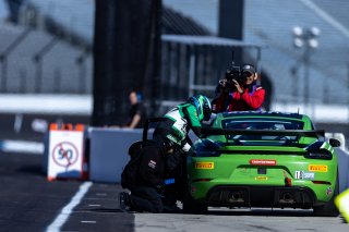 #18 Porsche 718 Cayman GT4 RS Clubsport of Eric Filgueiras and Steven McAleer, RS1, GT4 America, Pro-Am, SRO America, Indianapolis Motor Speedway, Indianapolis, Indiana, Oct 2022.
 | Regis Lefebure/SRO