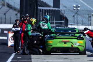#18 Porsche 718 Cayman GT4 RS Clubsport of Eric Filgueiras and Steven McAleer, RS1, GT4 America, Pro-Am, SRO America, Indianapolis Motor Speedway, Indianapolis, Indiana, Oct 2022.
 | Regis Lefebure/SRO