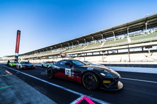 #50 Aston Martin Vantage AMR GT4 of Ross Chouest and Aaron Povoledo, Chouest Povoledo racing, GT4 America, Pro-Am, SRO America, Indianapolis Motor Speedway, Indianapolis, Indiana, Oct 2022.
 | Fabian Lagunas/SRO        