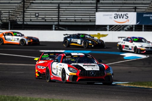 #34 Mercedes-AMG GT4 of Gavin Sanders and Michai Stephens, Conquest Racing/WF Motorsports, GT4 America, Silver, SRO America, Indianapolis Motor Speedway, Indianapolis, Indiana, Oct 2022.
 | Fabian Lagunas/SRO        