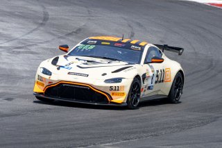 #8 Aston Martin Vantage AMR GT4 of Elias Sabo and Andy Lee, Flying Lizards Motorsports, GT4 America, Pro-Am, SRO America, New Orleans Motorsports Park, New Orleans, LA, May 2022.
 | Brian Cleary/SRO