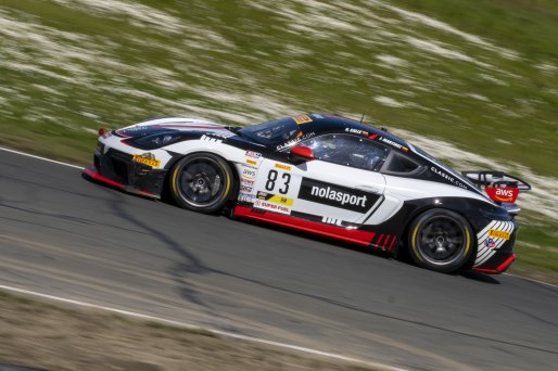#83 Porsche718 Cayman GT4 RS Clubsport of Juan Martinez and Nelson Calle, NOLASPORT, Pirelli GT4 America, Am, SRO America, Sonoma Raceway, Sonoma, CA, April 2023.
 | Brian Cleary/SRO