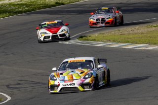 #32 Porsche 718 Cayman GT4 CLUBSPORT of Kyle Washington and James Sopranos, GMG Racing, Pirelli GT4 America, Am, SRO America, Sonoma Raceway, Sonoma, CA, April 2023.
 | Brian Cleary/SRO