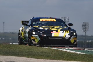 #2 Aston Martin Vantage AMR GT4 of Jason Bell and Michael Cooper, Flying Lizards Motorsports, Pirelli GT4 America, Pro-Am, SRO America, Circuit of the Americas, Austin TX, May 2023.
 | SRO Motorsports Group