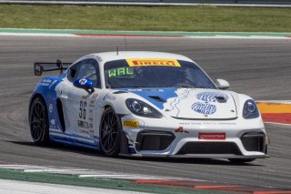 #96 Porsche 718 Cayman GT4 RS Clubsport of Chris Walsh and Dominic Starkweather, OGH/Valkyrie Velocity, Pirelli GT4 America, Silver, front three quarter shot, SRO America, Circuit of the Americas, Austin TX, May 2023.
 | Brian Cleary/SRO
