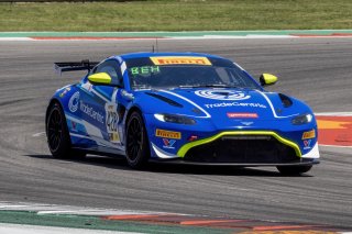 #428 Aston Martin Vantage AMR GT4 of Brady Behrman and Coby Shield, van der Steur Racing, Pirelli GT4 America, Pro-Am, front three quarter shot, SRO America, Circuit of the Americas, Austin TX, May 2023.
 | Brian Cleary/SRO