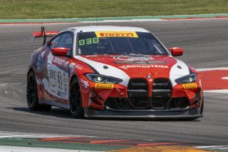 #92 BMW M4 GT4 of Kevin Boehm and Kenton Koch, Random Vandals Racing, Pirelli GT4 America, Silver, front three quarter shot, SRO America, Circuit of the Americas, Austin TX, May 2023.
 | Brian Cleary/SRO