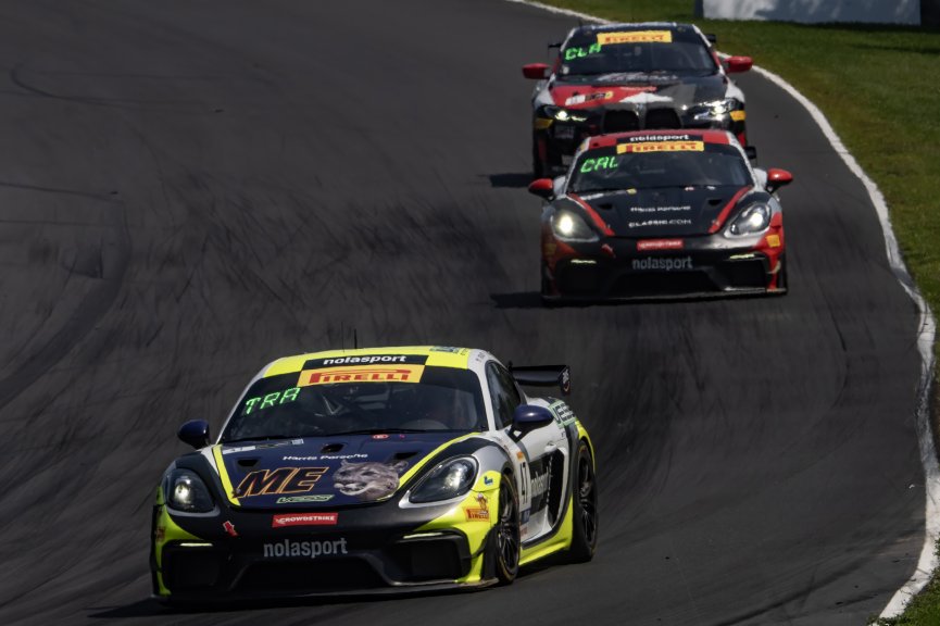 #47 Porsche 718 Cayman GT4 RS Clubsport of Matt Travis and Jason Hart, NOLASPORT, Pirelli GT4 America, Pro-Am, SRO America, Road America, Elkhart Lake, WI, August 2023.
