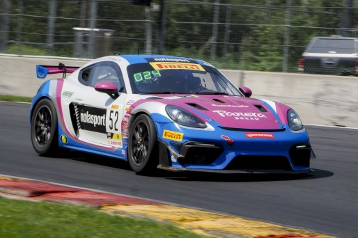 #52 Porsche 718 Cayman GT4 CLUBSPORT of David Peterman and Lee Carpentier, Auto Technic Racing, Pirelli GT4 America, Am, SRO America, Road America, Elkhart Lake, WI, August 2023.
 | Brian Cleary/SRO