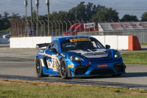 #58 Porsche 718 Cayman GT4 RS Clubsport of Richard Edge and Matt Halcome, ACI Motorsports, Pirelli GT4 America, Am, SRO America, Sebring International Raceway, Sebring, FL, September 2023.
 | Brian Cleary/SRO