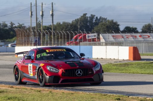 #89 Mercedes-AMG GT4 of Thomas Johnson and Michael Auriemma, RENNtech Motorsports, Pirelli GT4 America, Am, SRO America, Sebring International Raceway, Sebring, FL, September 2023.
 | Brian Cleary/SRO