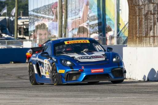#58 Porsche 718 Cayman GT4 RS Clubsport of Richard Edge and Matt Halcome, ACI Motorsports, Pirelli GT4 America, Am, SRO America, Sebring International Raceway, Sebring, FL, September 2023.
 | Brian Cleary/SRO