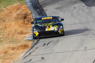 #2 Aston Martin Vantage AMR GT4 of Jason Bell and Michael Cooper, Flying Lizards Motorsports, Pirelli GT4 America, Pro-Am, SRO America, Sebring International Raceway, Sebring, FL, September 2023.
 | Brian Cleary/SRO