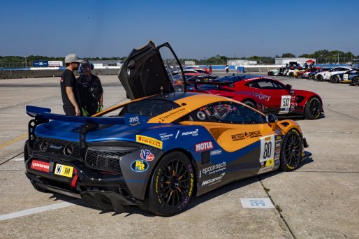 #80 McLaren Artura GT4 of Kaia Teo and Nick Longhi, Crucial Motorsports, Pirelli GT4 America, Am, SRO America, Sebring International Raceway, Sebring, FL, September 2023.
 | Brian Cleary/SRO