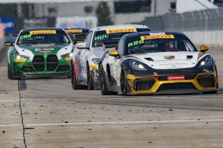 #18 Porsche 718 Cayman GT4 RS Clubsport of Roland Krainz and Austin Krainz, RS1, Pirelli GT4 America, Am, SRO America, Sebring International Raceway, Sebring, FL, September 2023.
 | Brian Cleary/SRO
