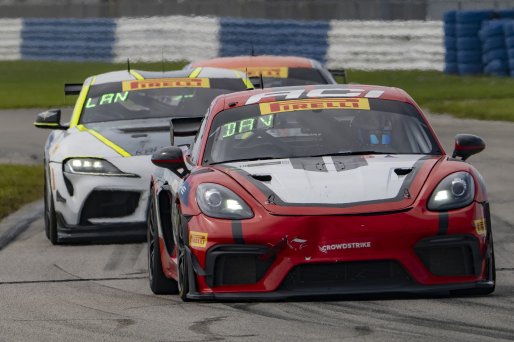 #18 Porsche 718 Cayman GT4 RS Clubsport of Roland Krainz and Austin Krainz, RS1, Pirelli GT4 America, Am, SRO America, Sebring International Raceway, Sebring, FL, September 2023.
 | Brian Cleary/SRO