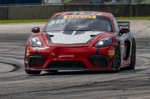 #19 Porsche 718 Cayman GT4 RS Clubsport of Francis Selldorff and Andrew Davis, ACI Motorsports, Pirelli GT4 America, Pro-Am, SRO America, Sebring International Raceway, Sebring, FL, September 2023.
 | Brian Cleary/SRO