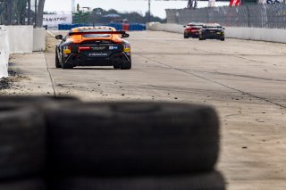 #8 Aston Martin Vantage AMR GT4 of Elias Sabo and Andy Lee, Flying Lizards Motorsports, Pirelli GT4 America, Pro-Am, SRO America, Sebring International Raceway, Sebring, FL, September 2023.
 | Brian Cleary/SRO