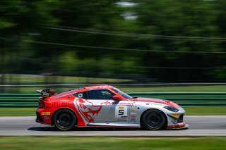 #5 Nissan Z NISMO GT4 of Damir Hot and Rodrigo Baptista, Flying Lizard Motorsports, GT4 America, Pro-Am, SRO America, Virginia International Raceway, Alton, VA  July 18-21, 2024
 | Fred Hardy | www.FredHardyPhoto.com for SRO America ©2024