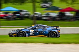 #24 Aston Martin Vantage AMR GT4 of Gray Newell and Roman De Angelis, Heart of Racing Team, GT4 America, Pro-Am, SRO America, Road America, Elkhart Lake, WI  August 15-18, 2024
 | Fred Hardy | www.FredHardyPhoto.com for SRO America &copy;2024
