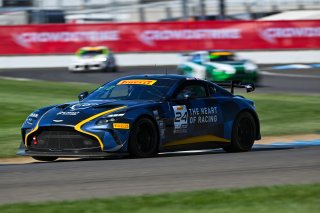 #24 Aston Martin Vantage AMR GT4 of Gray Newell and Roman De Angelis, Heart of Racing Team, GT4 America, Pro-Am, SRO America, Indianapolis Motor Speedway, Indianapolis, IN October 3-6
 | Fred Hardy | www.FredHardyPhoto.com for SRO ©2024