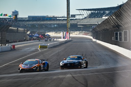 #43 Mercedes-AMG GT4 of Alex Vogel and Matt Bell, P1 Groupe, GT4 America, Pro-Am, SRO America, Indianapolis Motor Speedway, Indianapolis, IN October 3-6
 | Fred Hardy | www.FredHardyPhoto.com for SRO ©2024