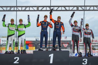 #94 BMW M4 GT4 (G82) EVO of Sam Craven and Josh Green, Random Vandals Racing, GT4 America, Pro-Am, #7 Porsche 718 Cayman GT4 RS Clubsport of Curt Swearingin and Riley Dickinson, ACI Motorsports, #53 BMW M4 GT4 (G82) EVO of Tyler Stone and Matt Million, Au | Fred Hardy | www.FredHardyPhoto.com for SRO ©2025