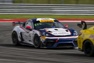 #77 Porsche 718 Cayman GT4 RS Clubsport of Danny Dyszelski and Alex Ellis, VPX Motorsport, GT4 America, Silver, SRO America, Circuit of the Americas, Austin, TX April 25 -27, 2025
 | Fred Hardy | www.FredHardyPhoto.com  &copy;2025